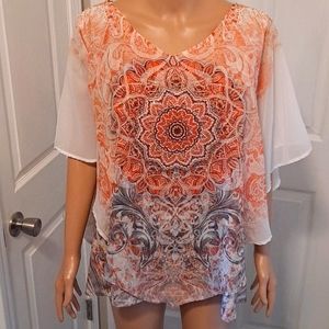 Westport 1962 Sleeveless Floral V-Neck Tank with Lightweight Cape